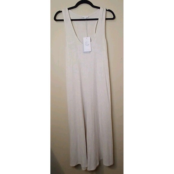 CALME by Johnny Was Sz L Tank Dress SOFT Tencel Linen Knit Cream Off White $148 - Picture 2 of 15